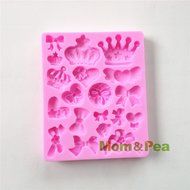 Mom&amp;pea 0532 Crown Bowknot Shaped Silicone Mould for Fondant Cake Sugar Paste Cake Decoration 3d Cake Toppers... N4