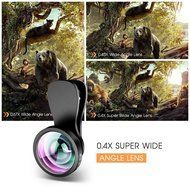 3 In 1 Universal Phone Camera Lens Kit with 0.4X Super Wide Angle Lens, 180 Degree Fish Eye Lens and 10X Macro... N13