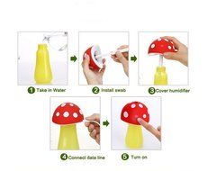 Haoran Ultrasonic Portable Cool Mist Mushroom Lamp Humidifier with Color LED Lights, 200ml Mini USB Whisper-Quiet... N4