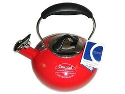 Chantal Eclipse Enamel on Steel Teakettle - 1.8 quart - Red N2