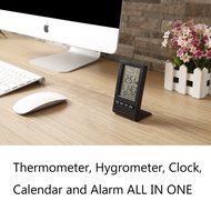 Fineed Mini Indoor Humidity Gauge, Temperature and Humidity Monitor, Digital Alarm Clock Snooze Calendar and Home...