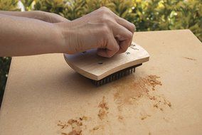 Pizzacraft 4" x 5" Hardwood Handled Pizza Stone Scrubber Brush with Stainless Steel Bristles - PC0206 N2