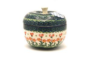 Polish Pottery Apple Baker - Large - Peach Spring Daisy