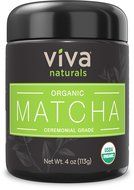 Viva Naturals Organic Matcha Green Tea Powder 4 oz - Heavenly Ceremonial Grade Tencha, 100% Pure &amp; Third Party... N4