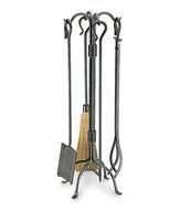 Shepherd&#039;s Crook Fireplace Tool Set In Vintage Iron Finish