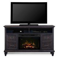 Dimplex Solomon Electric Fireplace TV Stand with Logset in Gray