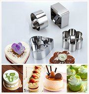 Astra Shop Stainless Steel Cake Mousses Cutters (Set of 4) / Heart&amp; Flower &amp; Circle &amp; Square Shaped Mousse Cake... N7