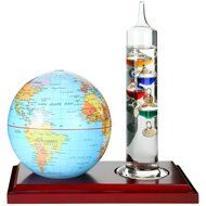 Lily's Home 7 inch Glass Galileo Thermometer with a 4 inch World Globe N2
