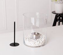 Designer's All Season Table Top Ethanol Fireplace, Both Indoor and Outdoor Use (Round Glass)