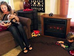 Fireplace Mantel Decor, Portable Indoor,Infrared Heater Quartz,1500 W, With 3D Flame,Color Oak