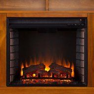 Amelia 48 in. Contemporary Freestanding Portable Indoor Electric Fireplace Media Console in Modern Glazed Pine N2