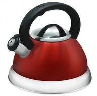 Alpine Red Finish Encapsulated Base 18/10 Stainless Steel Whistling Tea Kettle Pot by Alpine Cuisine