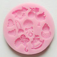 3D Baby Pram Bear Carrousel Fondant Cake Bread Decorating Sugarcraft Silicone Pop Soap Mold Mould DIY Tools