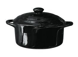 5" Round Stoneware Mini Personal Covered Casserole Baker (Black) N2
