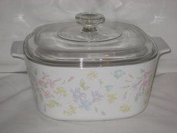 1980's Corning Ware " Pastel Bouquet Pattern" 3 Liter Casserole W/ Lid