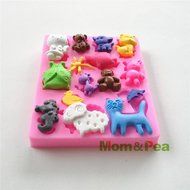 Mom&amp;pea 0533 Animals Shaped Silicone Mould for Fondant Cake Sugar Paste Cake Decoration 3d Cake Toppers Mold Soap...