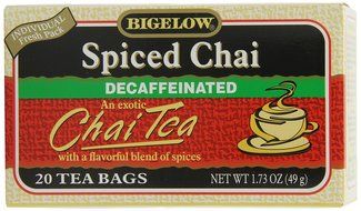 Bigelow Decaffeinated Spiced Chai Tea, 20-Count Boxes (Pack of 6)