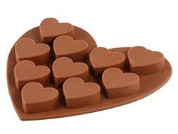 Ppmart Heart Shaped Silicone Cake Mold &amp; Ice Tray (Brown) N2