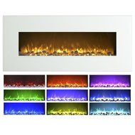 Black Glass Panel Electric Fireplace Wall Mount &amp; Remote 26 x 20 Inch 1500W N4