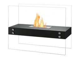 Ignis Vitrum H Black Freestanding Ventless Ethanol Fireplace N4