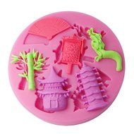 FOUR-C Silicone Gum Paste Mold Tower Design Cake Decorating Tools Color Pink