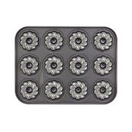 12-Cup Grey Novelty Molded Braid Cookie Pan with with Rolled Edges N2