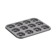12-Cup Grey Novelty Molded Braid Cookie Pan with with Rolled Edges N3