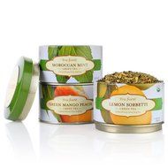 Tea Forte LOOSE LEAF TEA TRIO, 3 Small Tea Tins, Green Tea Sampler - Lemon Sorbetti, Moroccan Mint, Green Mango... N3