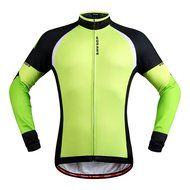 WOLFBIKE Thermal Fleece Cycling Jersey Shirt Casual Jacket Long Sleeve, Green, Size XL N43