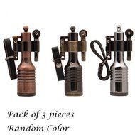 Ezyoutdoor 3 Pieces High-grade Kerosene Bottles Lighters Wheel Wizard Style Cigarette Jet Torch Random Color N2