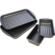 BakerEze 4-piece Nonstick Bake, Broil, and Roast Set, Black