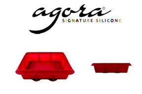 Premium Reusable Set of 2 (Red/Red Wine) Food Grade Silicone Non Stick Lasagne Bread Cake Mold Square Pan by AGORA...
