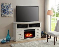 Antique White Finish 60" Better Homes And Gardens Remote Control Fireplace Media Console For TV's Up To 70"