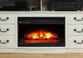 Antique White Finish 60" Better Homes And Gardens Remote Control Fireplace Media Console For TV's Up To 70" N2