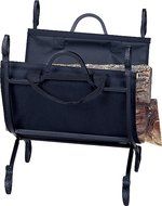 UniFlame Hammered Crock Black Log Holder with Canvas Carrier