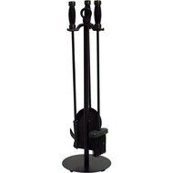 25" High Black Wrought Iron Fireplace Toolset, 4-Piece