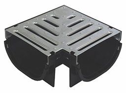 Compact Black Polymer Corner with Pressed Galvanized Steel Grate