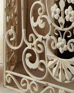 French Country White Iron Fireplace Screen N4