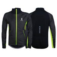 WOLFBIKE Thermal Fleece Cycling Jersey Shirt Casual Jacket Long Sleeve, Green, Size XL N73
