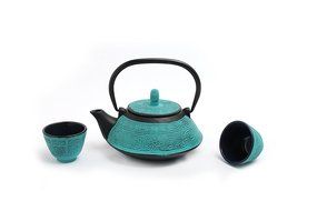 Guro Cast Iron Terracota Teapot 33 Ounce Tea Set (Turquoise) N3