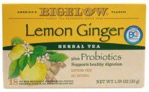 Bigelow Tea Herbal Tea Plus Probiotics Lemon Ginger -- 18 Tea Bags