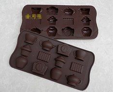 New 12 Holes Tea Cup Clock Teapot Diy Silicone Cake Mold Ice Chocolate Decorating Mould Kitchen Cooking Tools N4