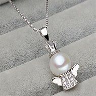 Women&#039;s Fashion Angel Baby Pearl Charm Pendant Silver Chain Necklace Jewelry New N2