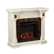 Faux Slate Convertible Corner or Flat Wall Electric Fireplace - Ivory N7