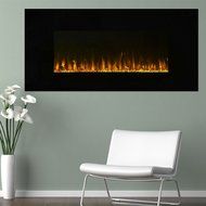Black Glass Panel Electric Fireplace Wall Mount &amp; Remote 26 x 20 Inch 1500W N10