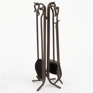 COLONIAL with OPEN CENTER STAND Fireplace Hearth Woodstove Tool Set - ANTIQUE BRONZE