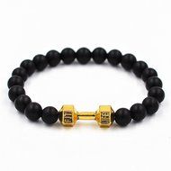 Tiger Eye Gemstones Dumbbell Barbell Stretch Yoga Mala Beaded Energy Bracelets