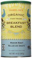 Trader Joe's Organic Fair Trade Breakfast Blend Whole Bean Coffee, 14 Ounce