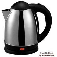 Royal 1.2 Liter TEA KETTLE Cordless Electric Portable Hot Water - Stainless Steel (1.2 Liter) by Brentwood N2