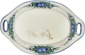 Boleslawiec Stoneware - Polish Pottery Serving or Baking Dish with Handles - Eva's Collection "Wild Field" N2